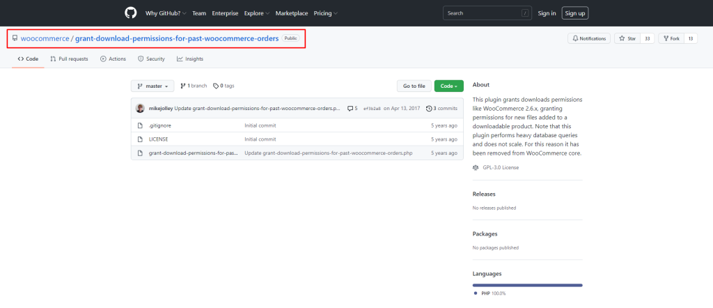 افزونه Grant Download Permissions For Past Woocommerce Orders Master در گیت هاب