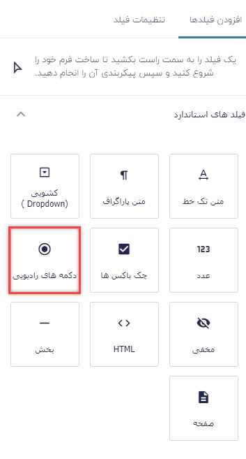فیلد دکمه‌های رادیویی در گرویتی فرم