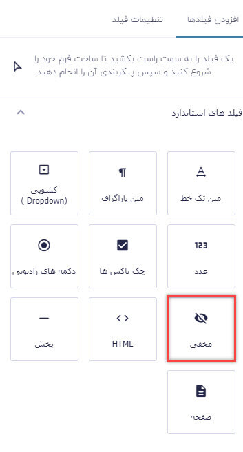 فیلد مخفی در گرویتی فرم