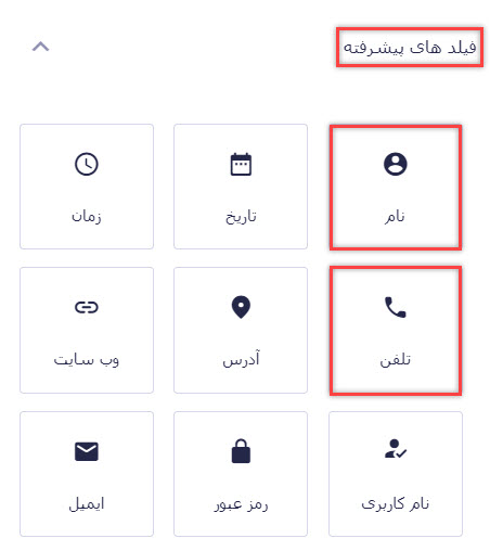 فیلدهای پیشرفته