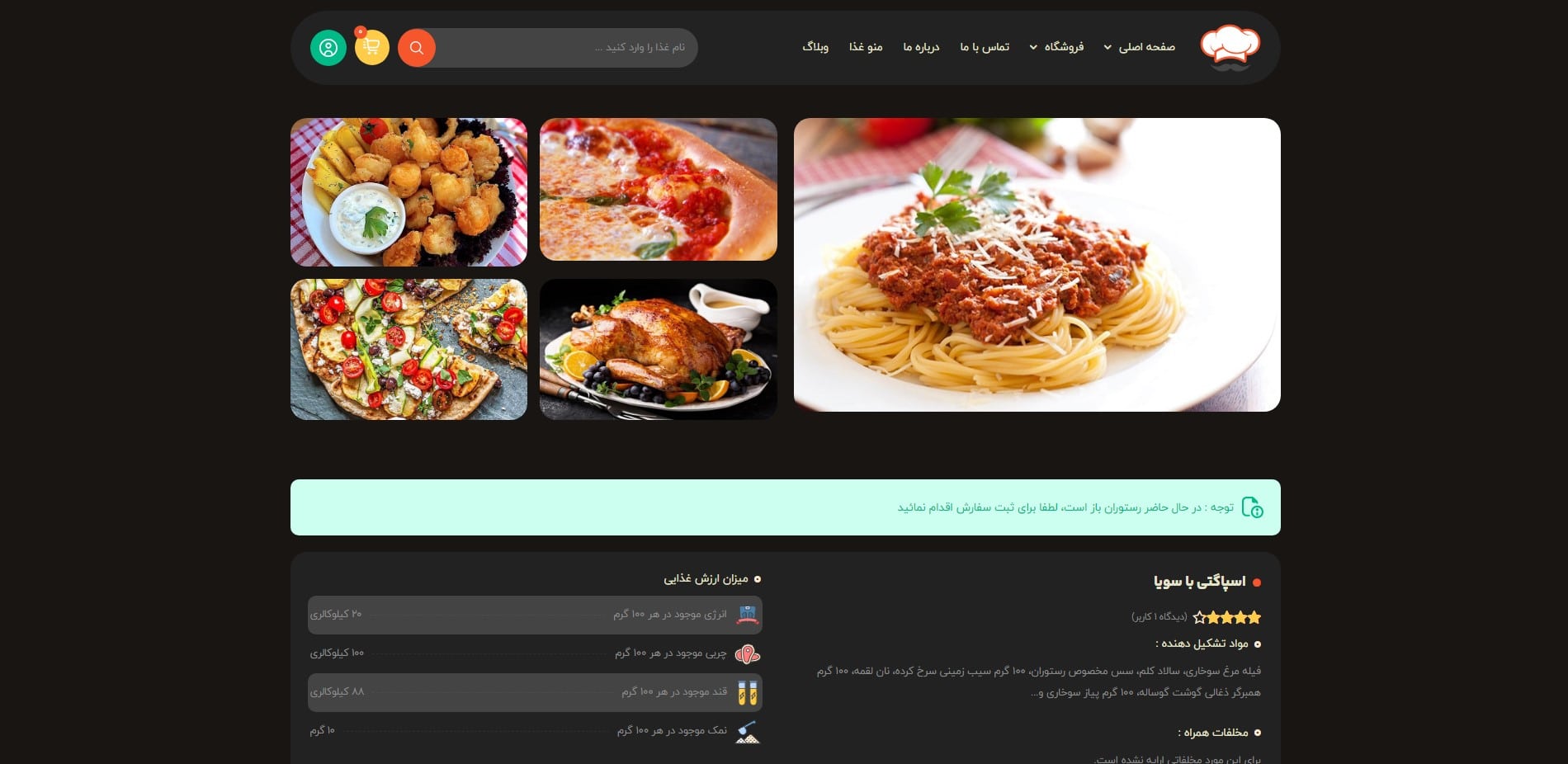 سایت آماده فست فود و رستوران