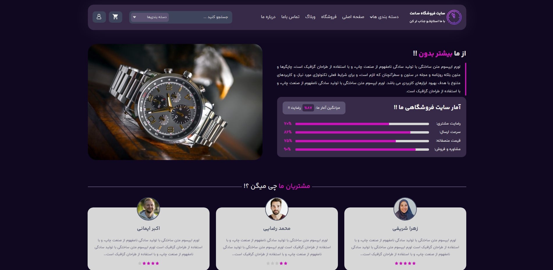 سایت آماده فروشگاه ساعت و لوازم جانبی