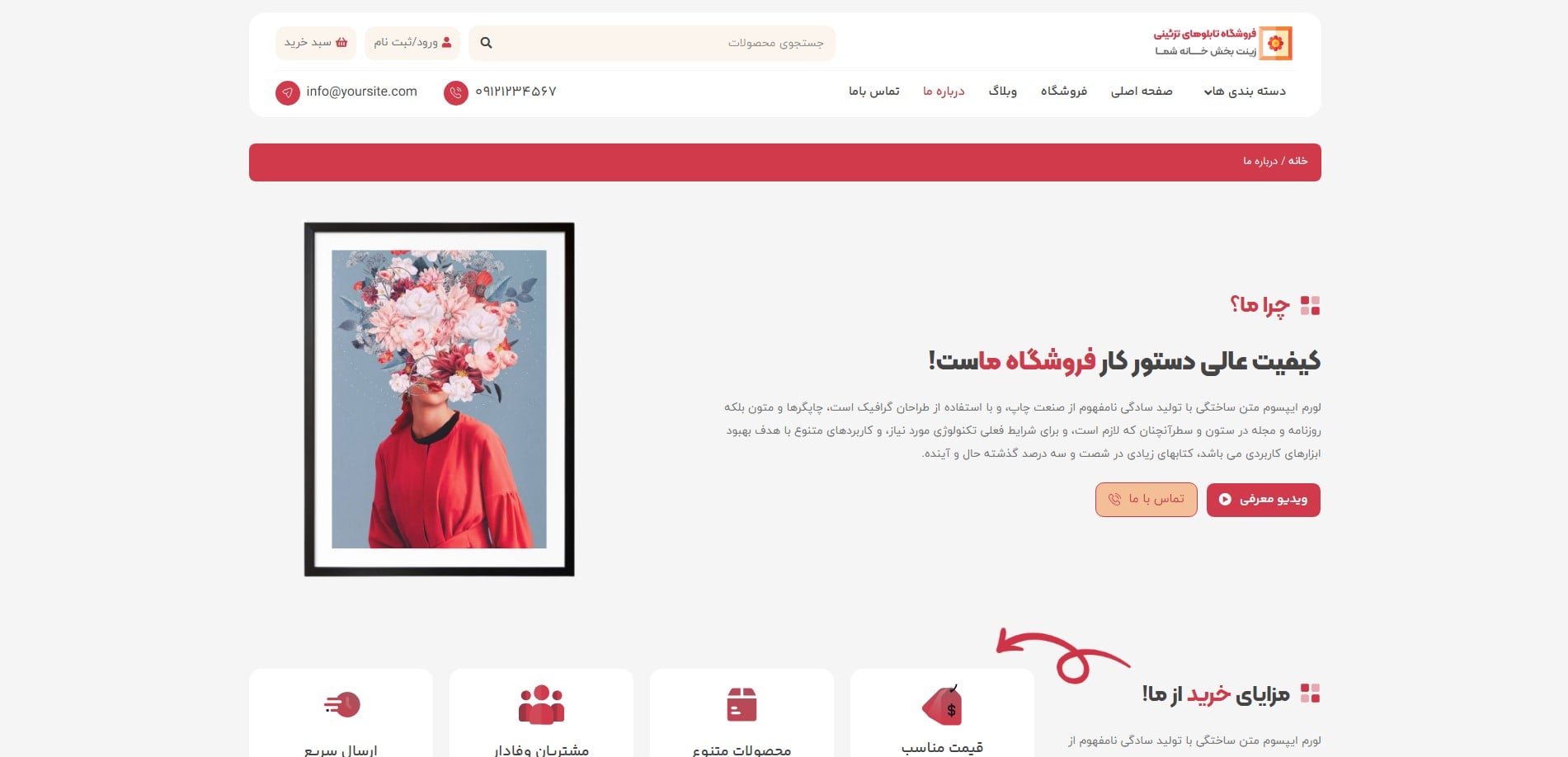 سایت آماده فروشگاه تابلوهای تزیینی و دکوری