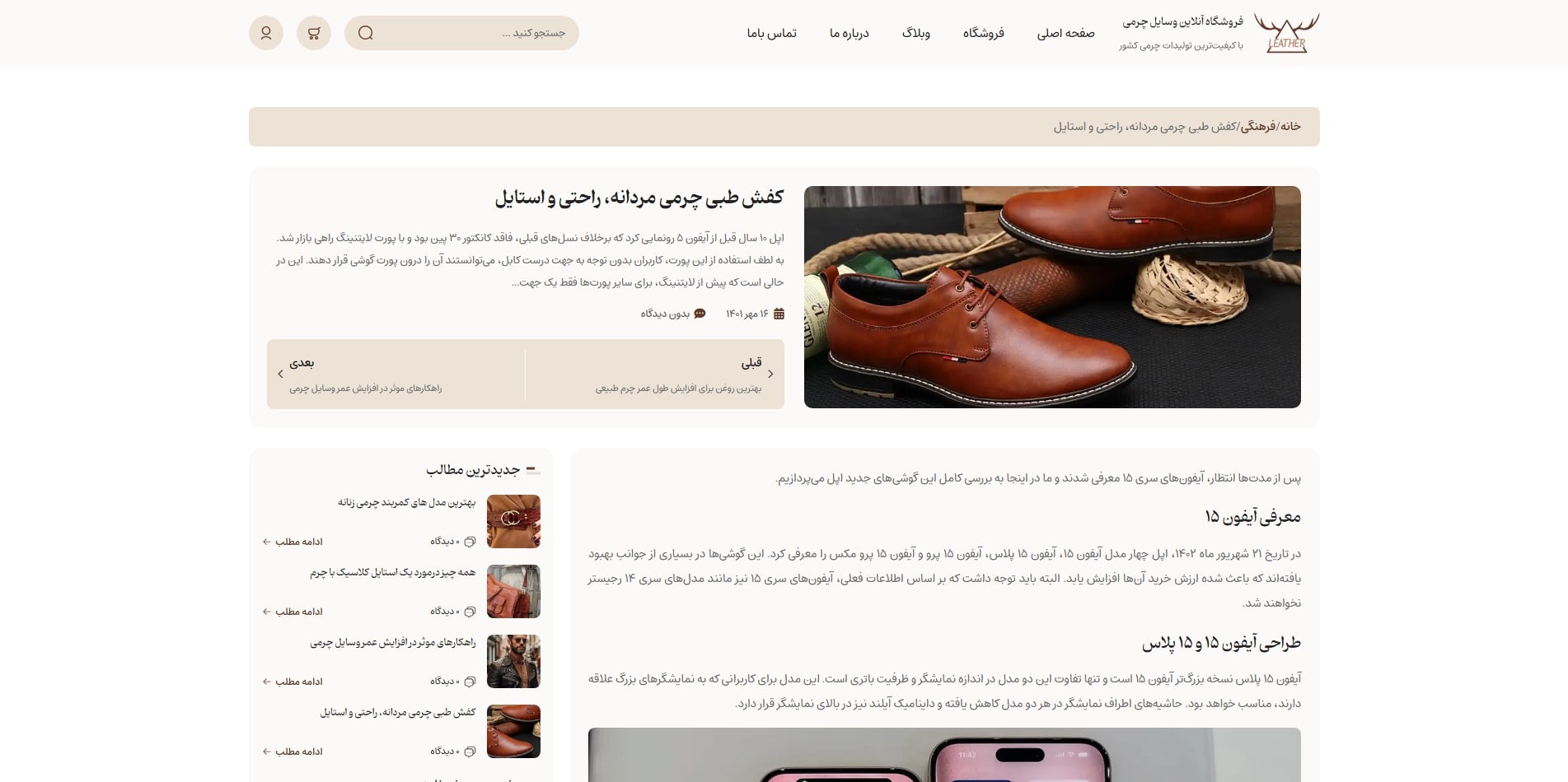 سایت آماده فروشگاه محصولات چرم