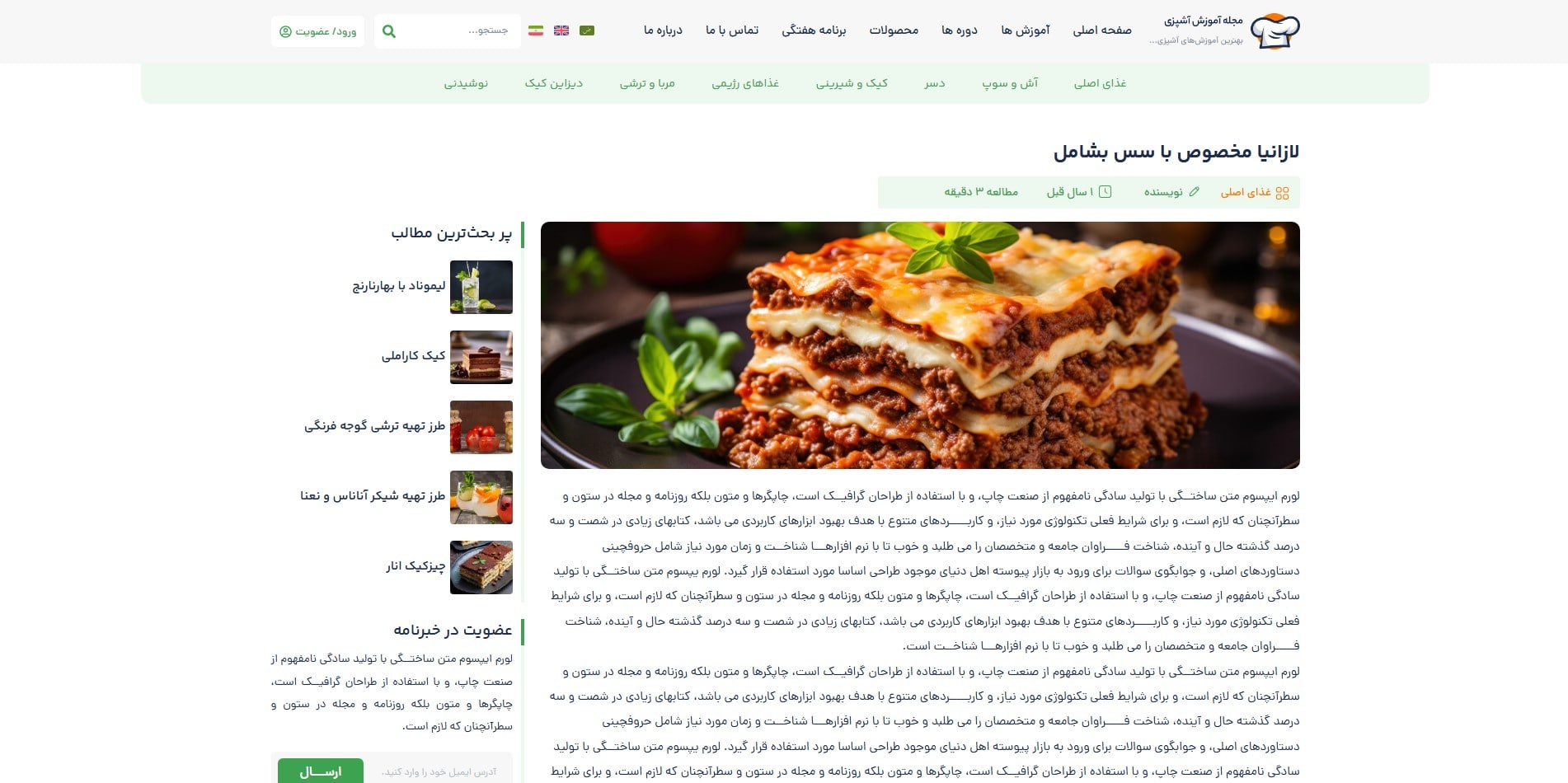 سایت آماده چند زبانه مجله آشپزی