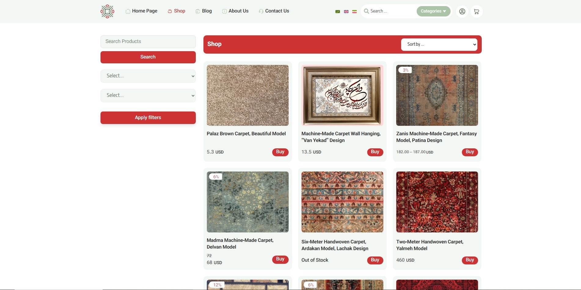 سایت آماده چند زبانه فروشگاه فرش و گلیم