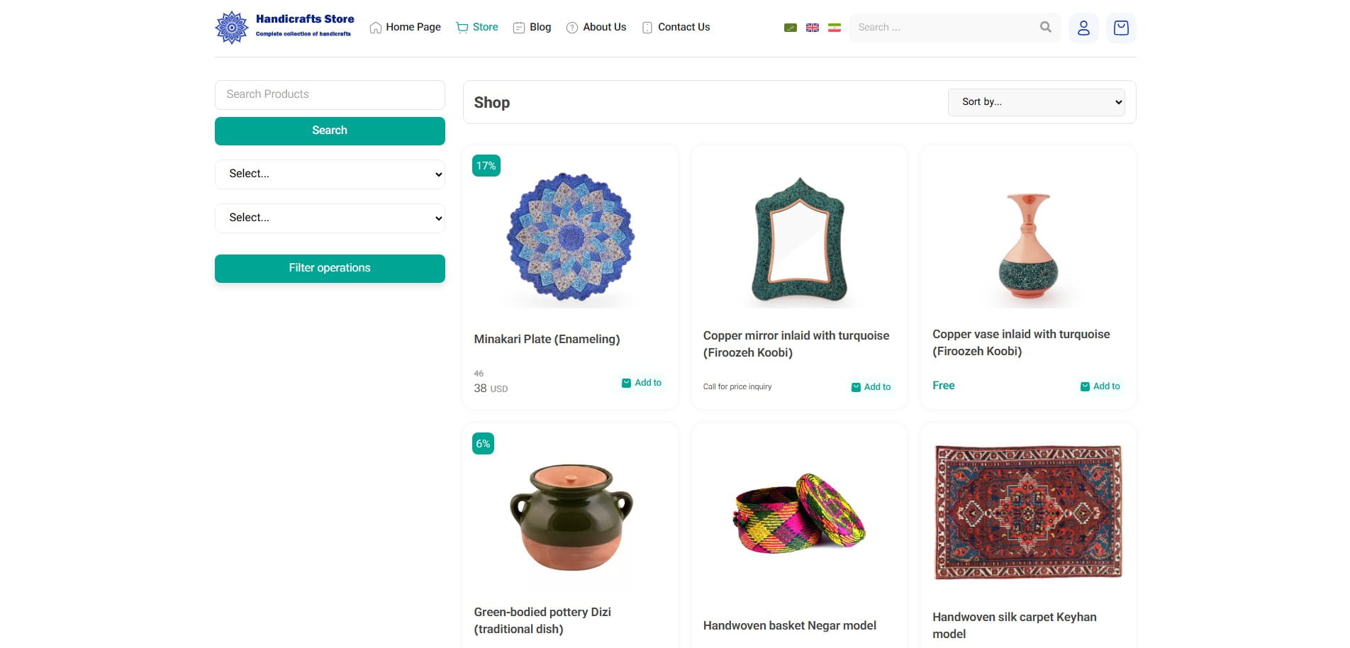 سایت آماده چندزبانه فروشگاه صنایع دستی