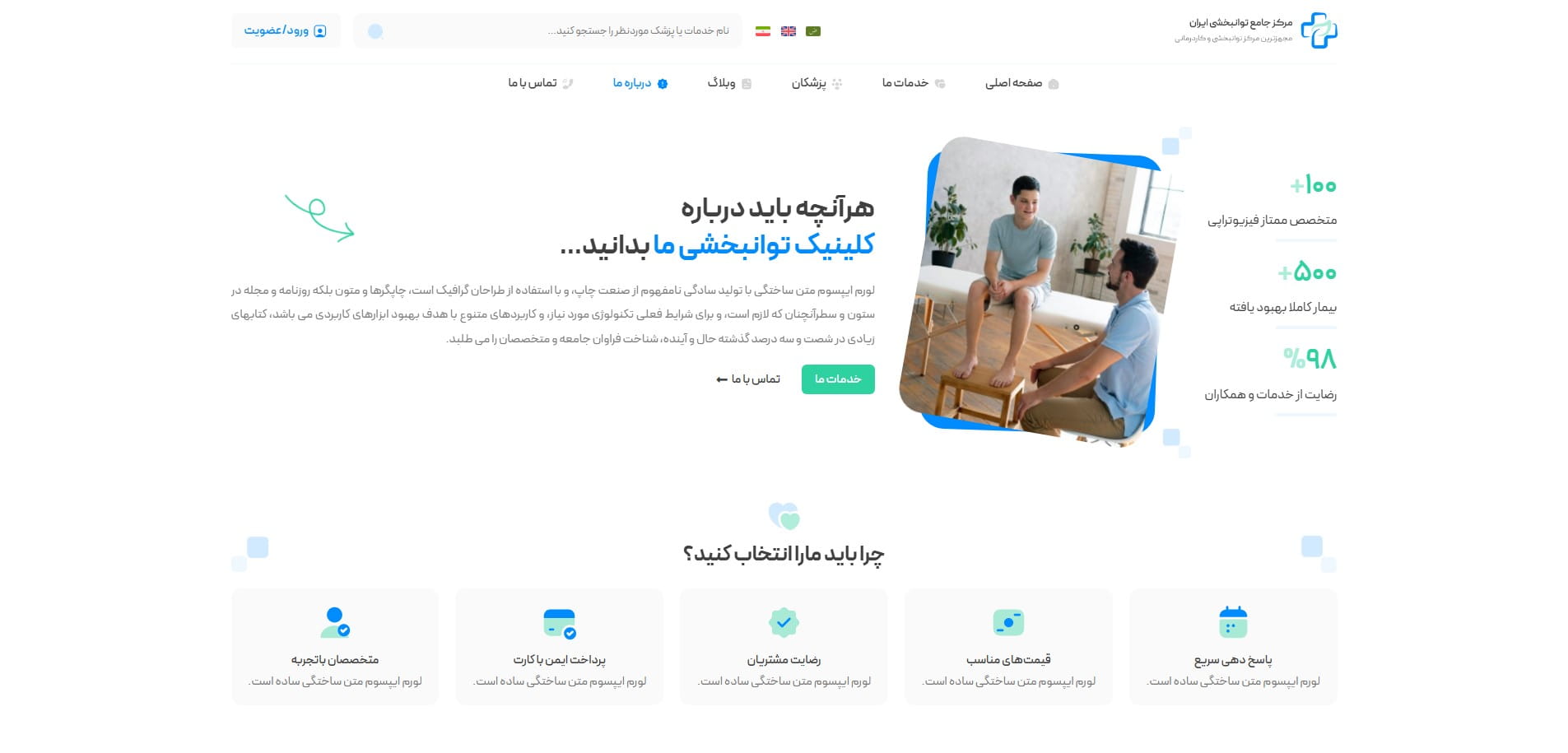 سایت آماده چند زبانه شرکتی پزشکی